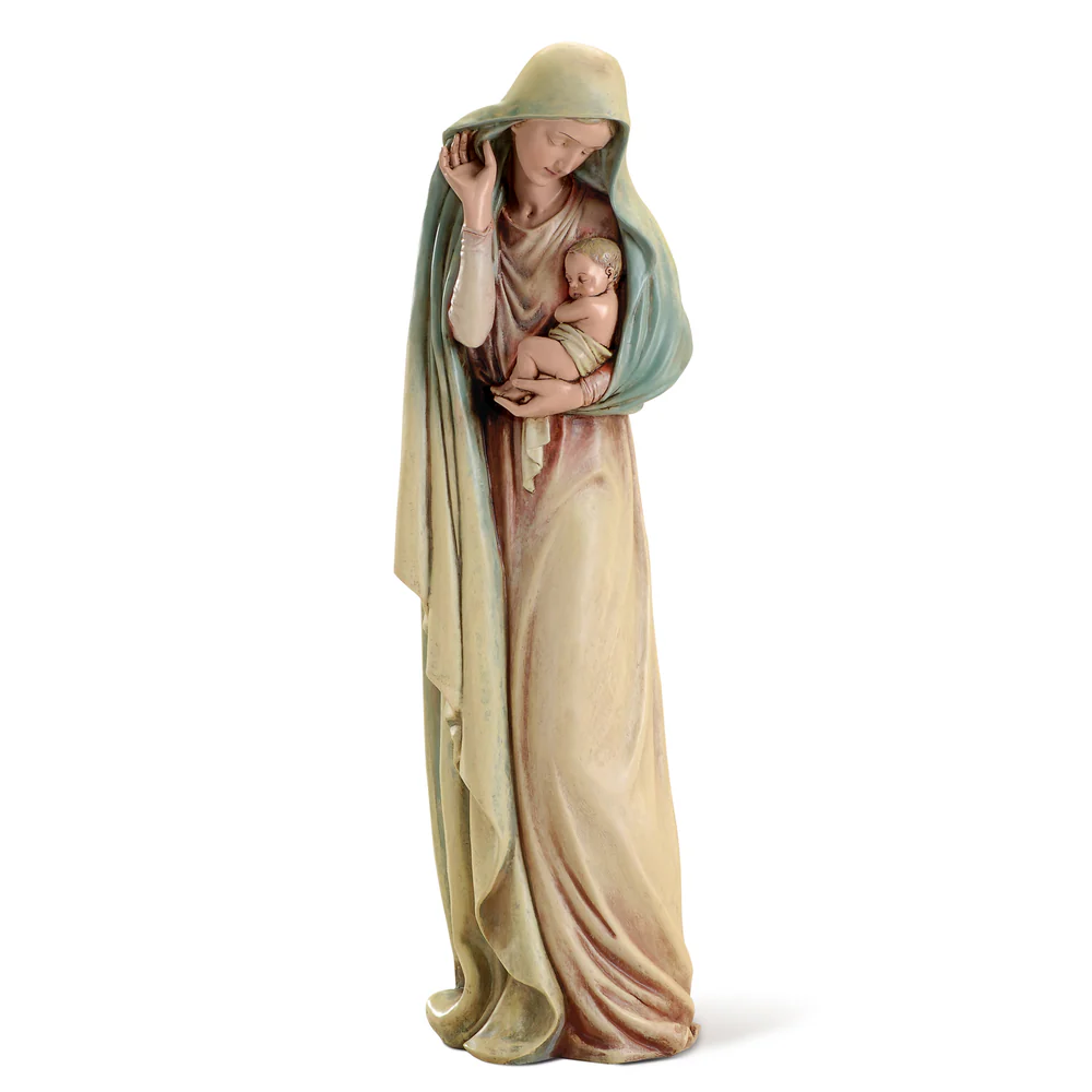 Virgen manto azul con Niño Jesús en brazos 45 cm