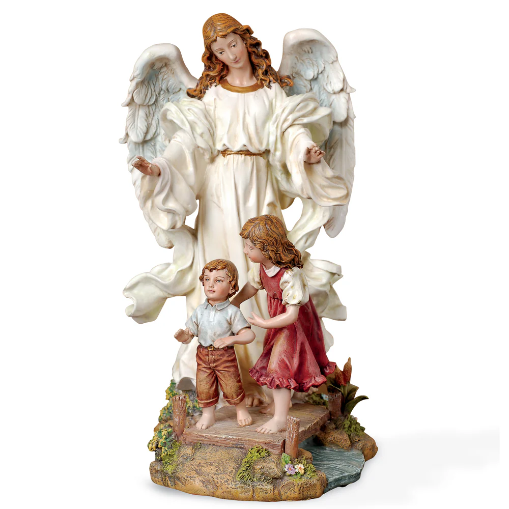 Ángel de la Guarda con niños 25 cm