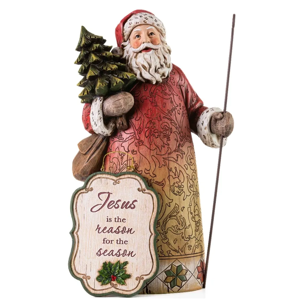 Santa con árbol de Navidad Joyful 31 cm