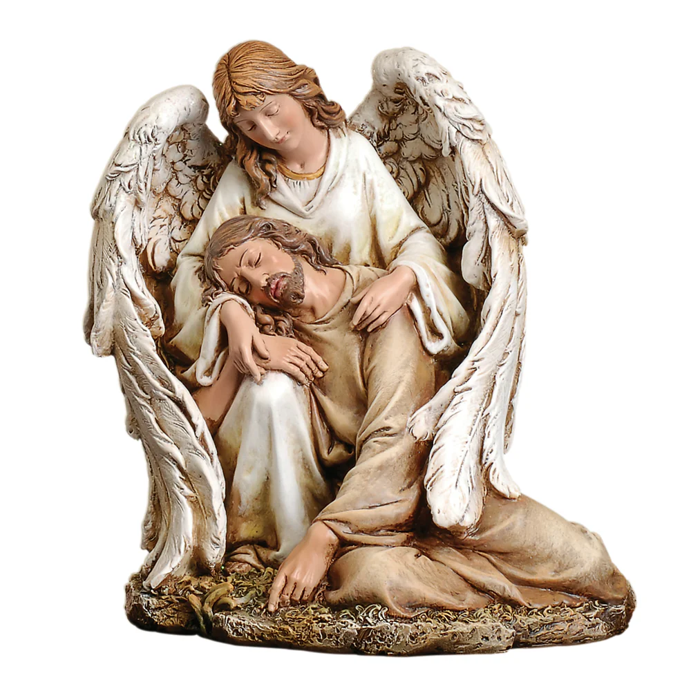 Ángel con Cristo Caído 18 cm