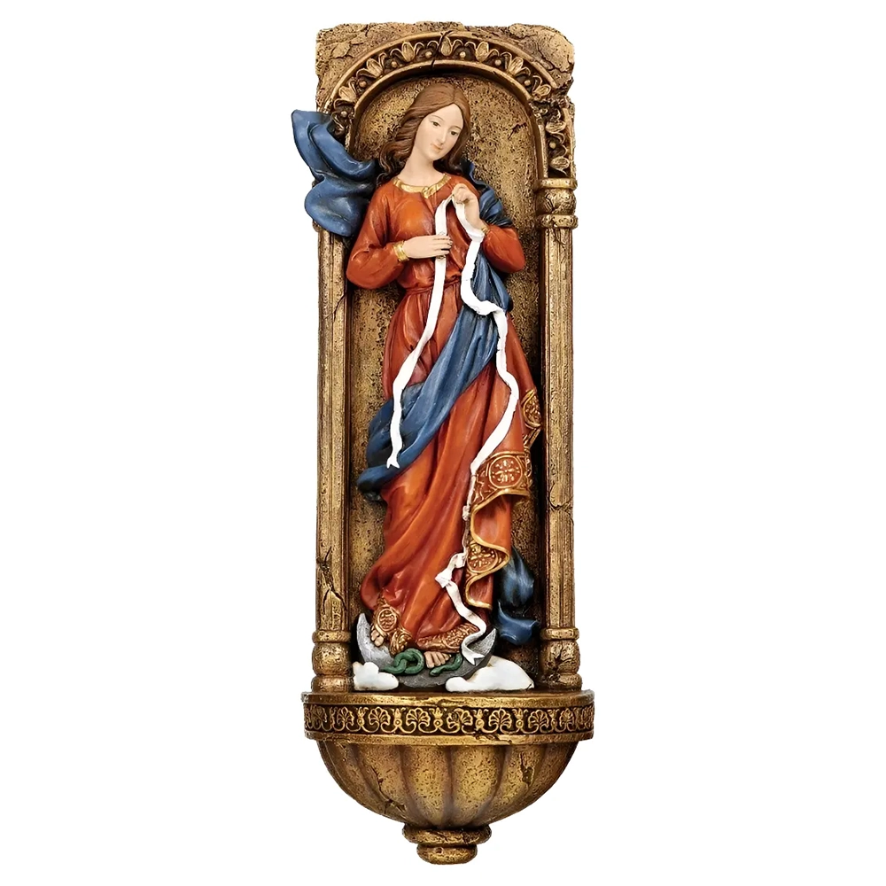 Virgen Desatanudos, fuente para agua bendita 30 cm