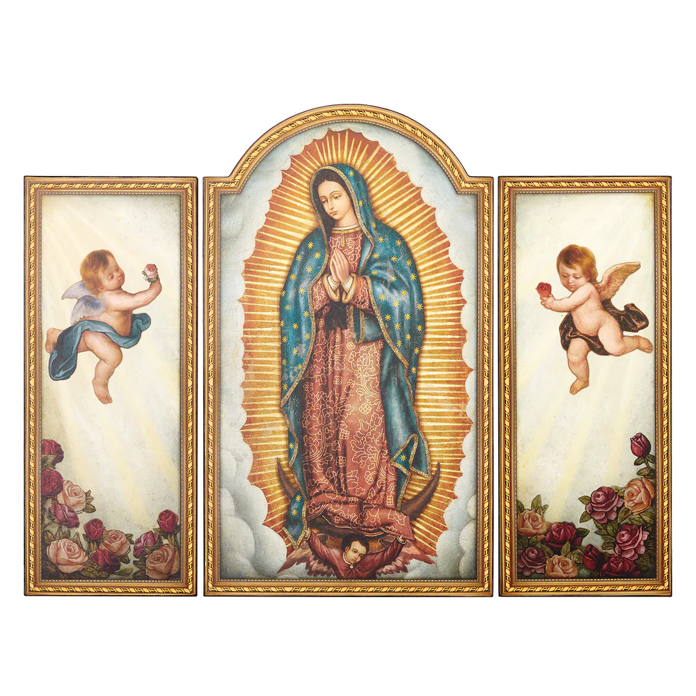 Virgen de Guadalupe, retablo triptico 66 cm, Joseph's Studio