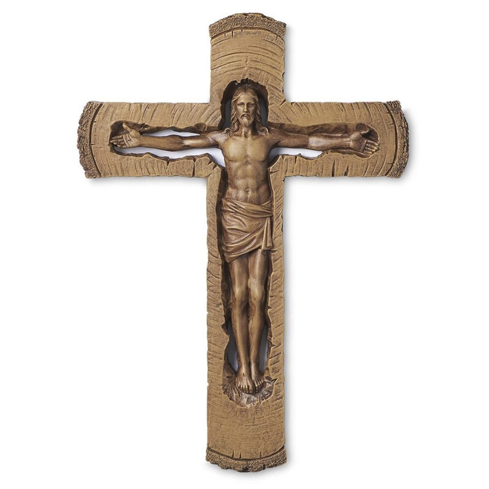 Crucifijo Tallado Efecto Madera