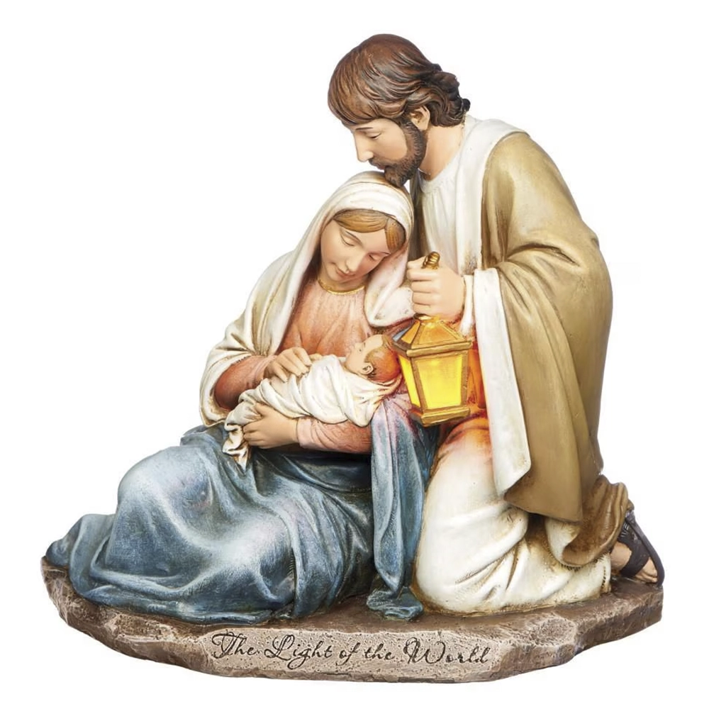 Sagrada Familia Nacimiento Navidad 19 cm, Candil LED