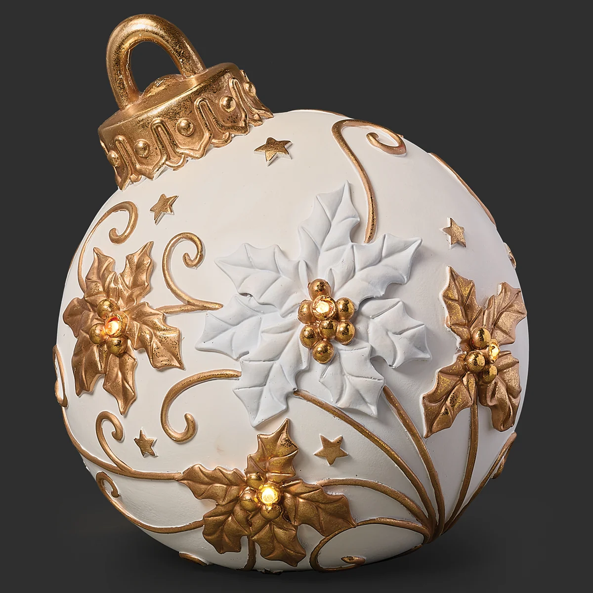 Esfera Blanca con Nochebuenas LED